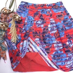 Doncaster Vibrant Abstract Print Sheer Striped Skirt Sz 12